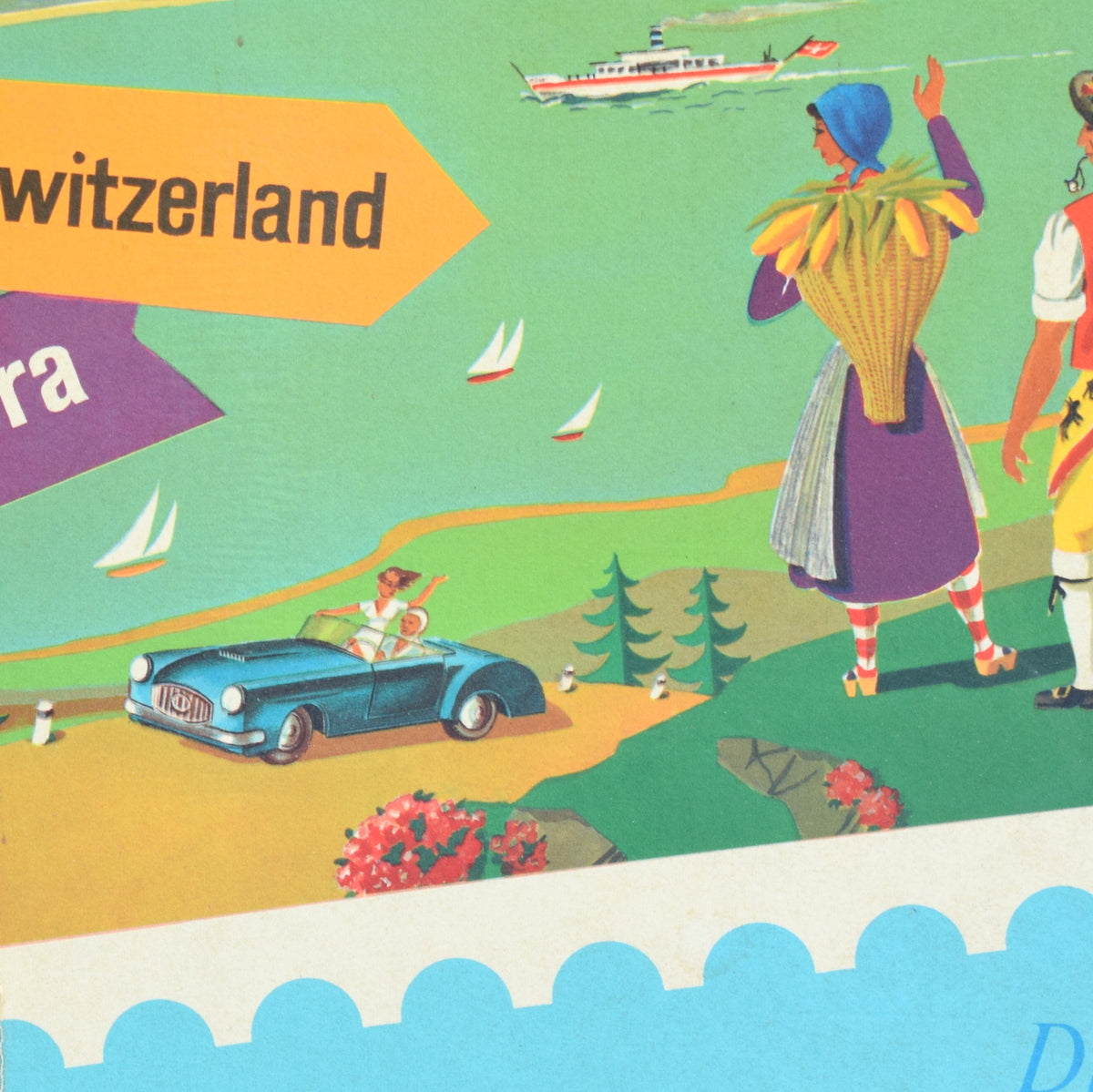 Vintage 1940s Holidays In Switzerland 3D Map - Great Graphics by Pineapple Retro