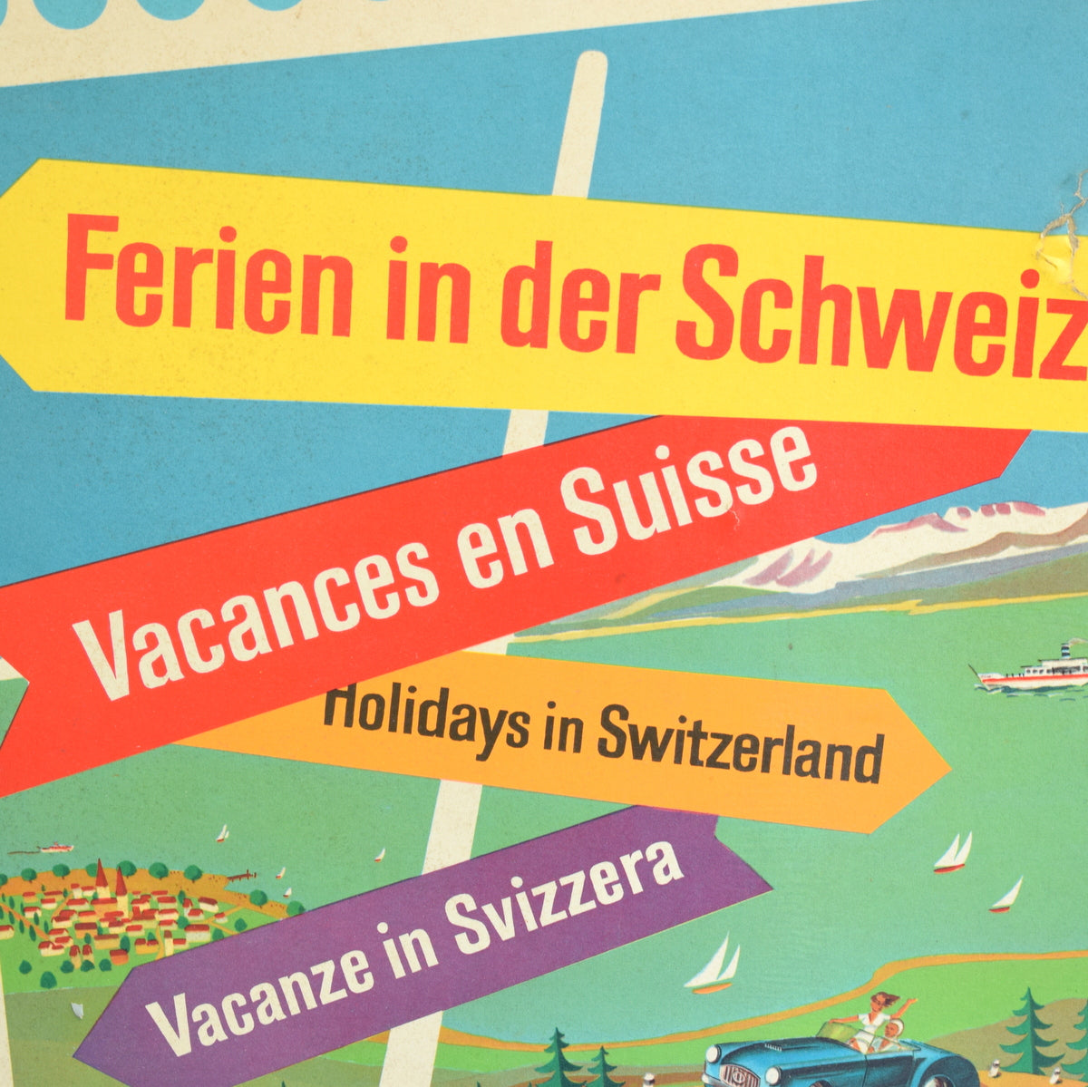 Vintage 1940s Holidays In Switzerland 3D Map - Great Graphics by Pineapple Retro