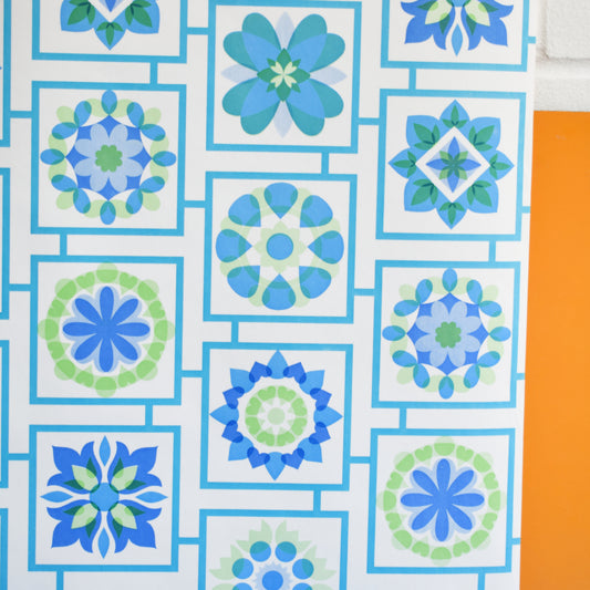 Vintage 1960s Wallpaper - Geometric Blue