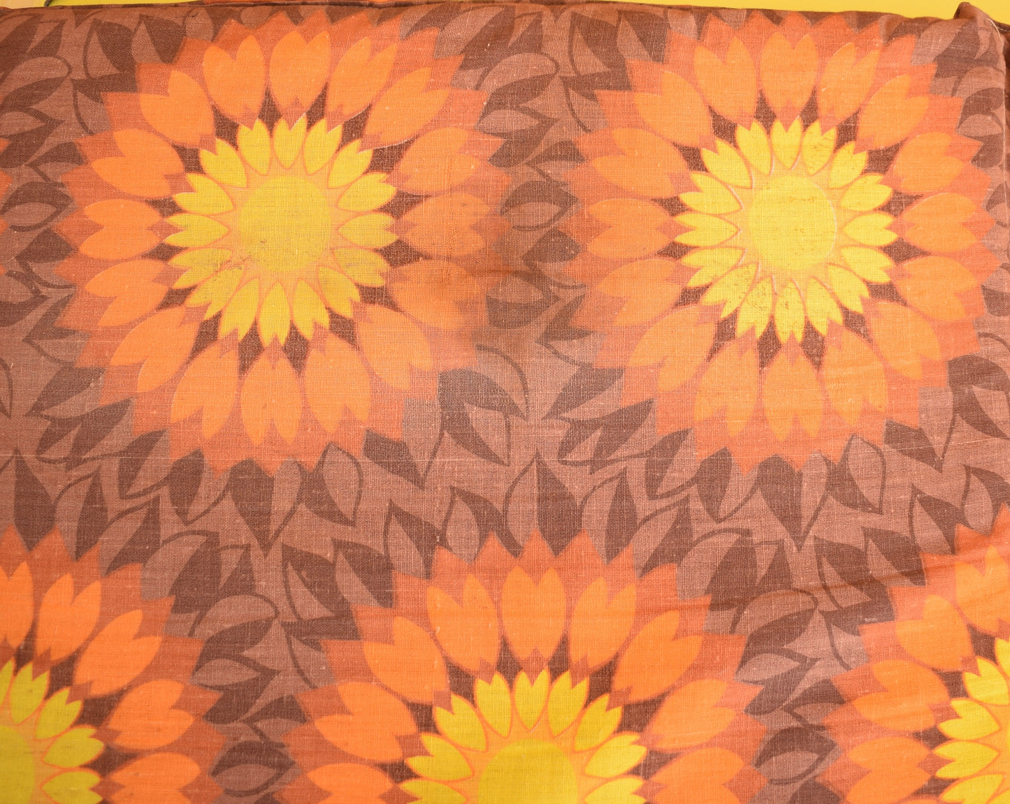 Vintage 1960s Long Folding Cushion - Orange Flower