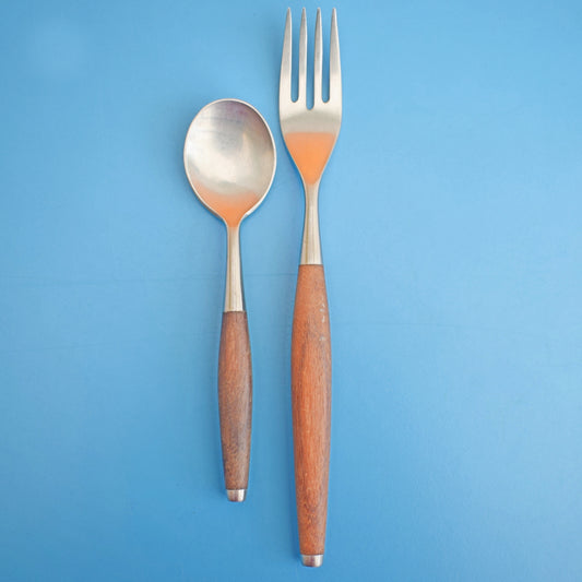 Vintage 1960s Teak / Steel Cutlery - Safir - Wallin Sweden