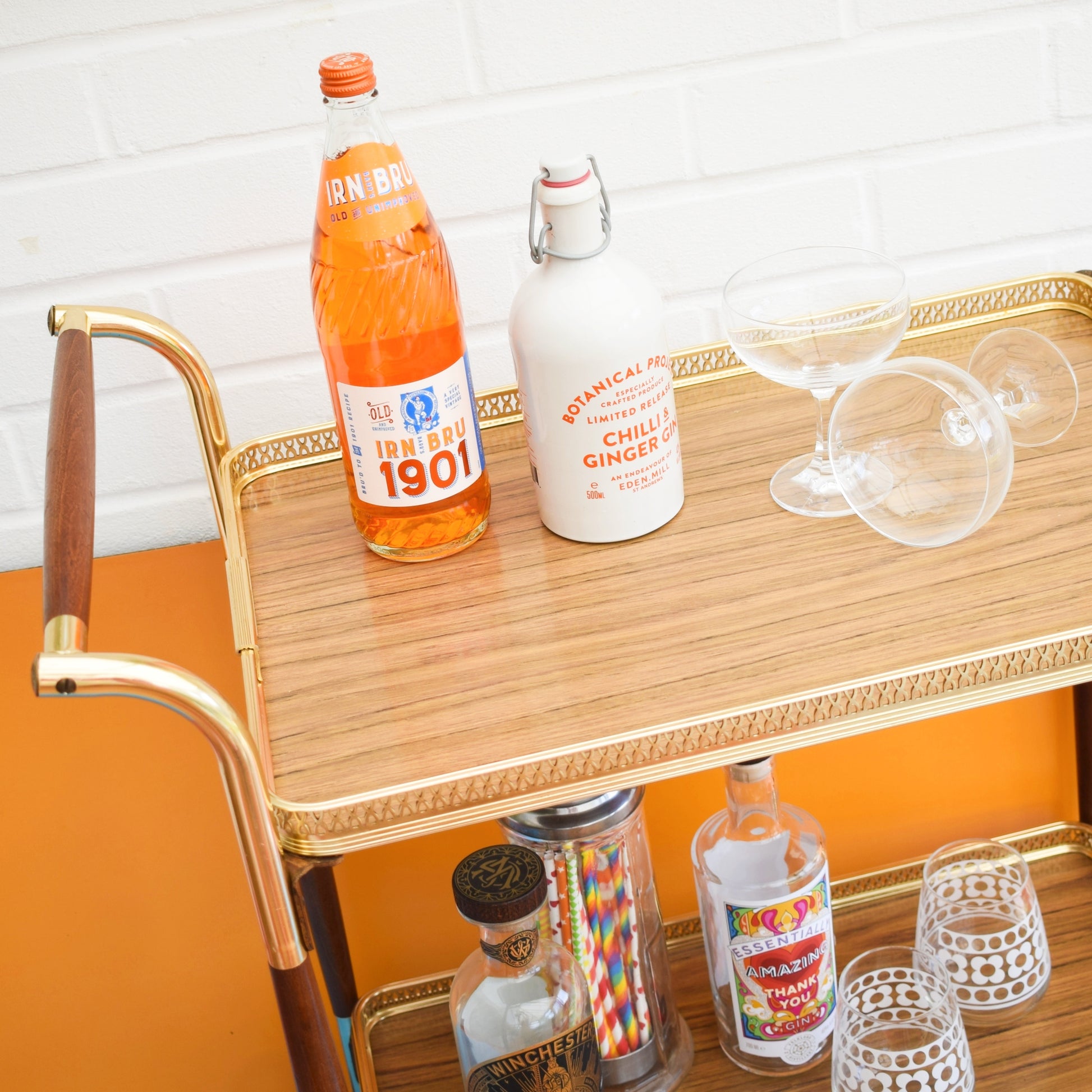Vintage 1960s Folding Drinks Trolley - Teak / Metal by Pineapple Retro