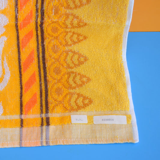 Vintage 1960s Cotton Bath Towel - Orange Patterned by Pineapple Retro