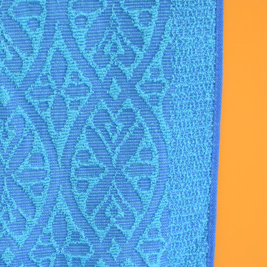 Vintage 1960s Cotton Bath Towel - Blue - Flower Power by Pineapple Retro