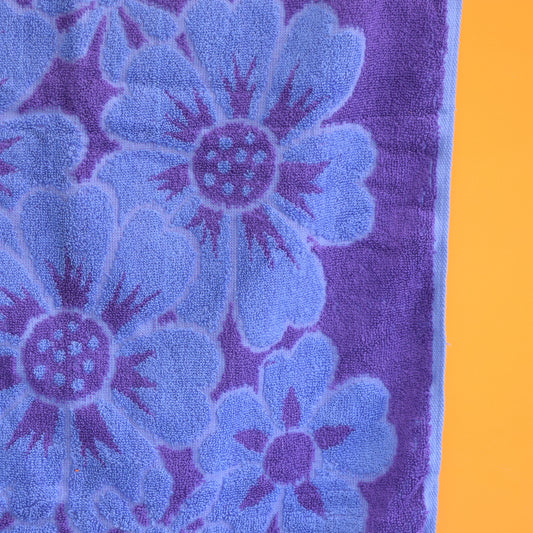Vintage 1960s Cotton Bath Towels - Violet - Flower Power by Pineapple Retro