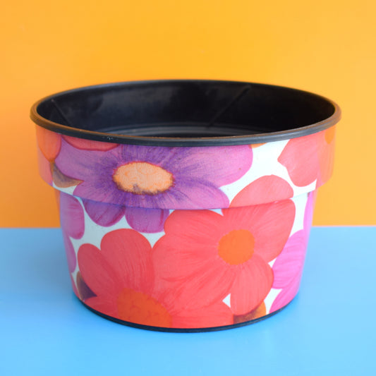 Vintage 1960s Plastic Plant Pot - Flower Power - Pink