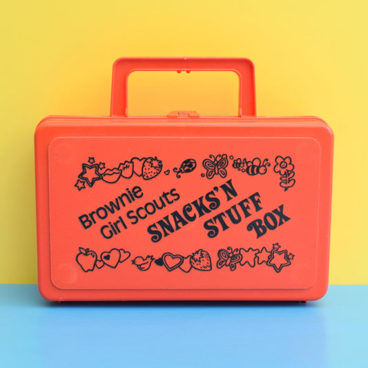 Vintage 1980s Brownie Girl Scout Snack Box - Orange