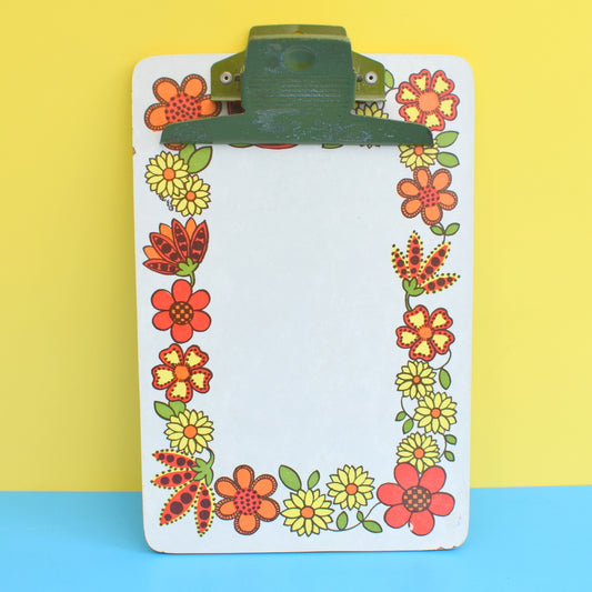 Vintage 1970s Memo Clip Board -Taunton Vale - Flower Power