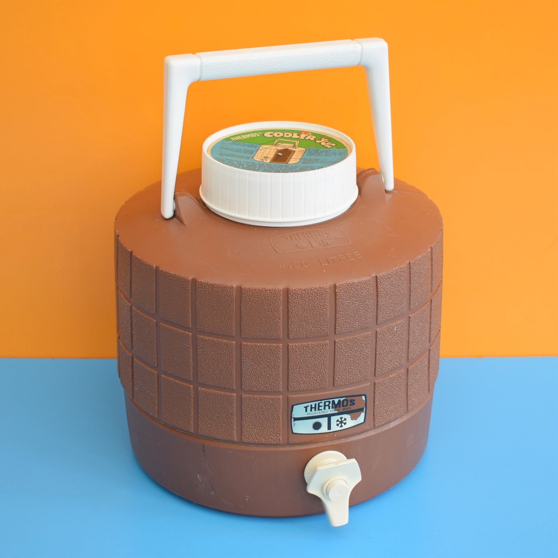 Vintage 1970s Giant Family Thermos Cask - Brown by Pineapple Retro