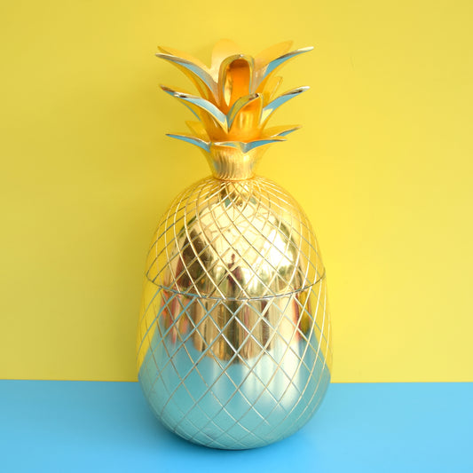 Retro Metal Pineapple Ice Bucket / Ornament, Brass Coloured - Large