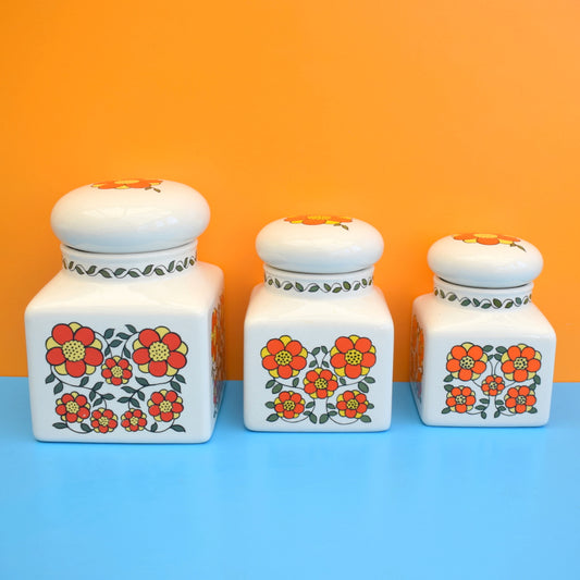 Vintage 1960s Taunton Vale Jars - Flower Power - Orange by Vintage