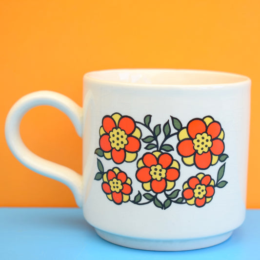 Vintage 1960s Taunton Vale Mug - Flower Power - Orange by Vintage