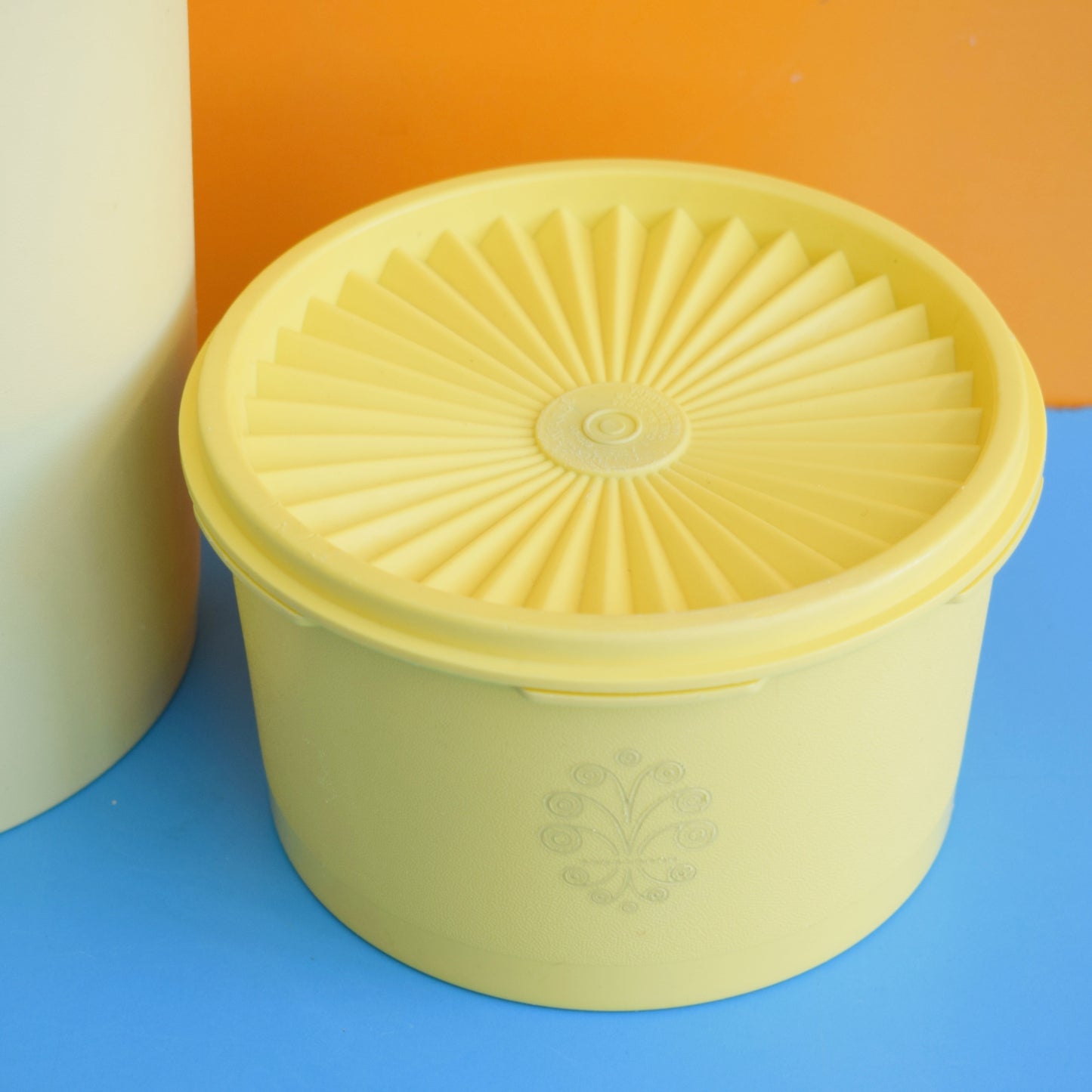 Vintage 1970s Tupperware Fan Top Containers - Yellow.