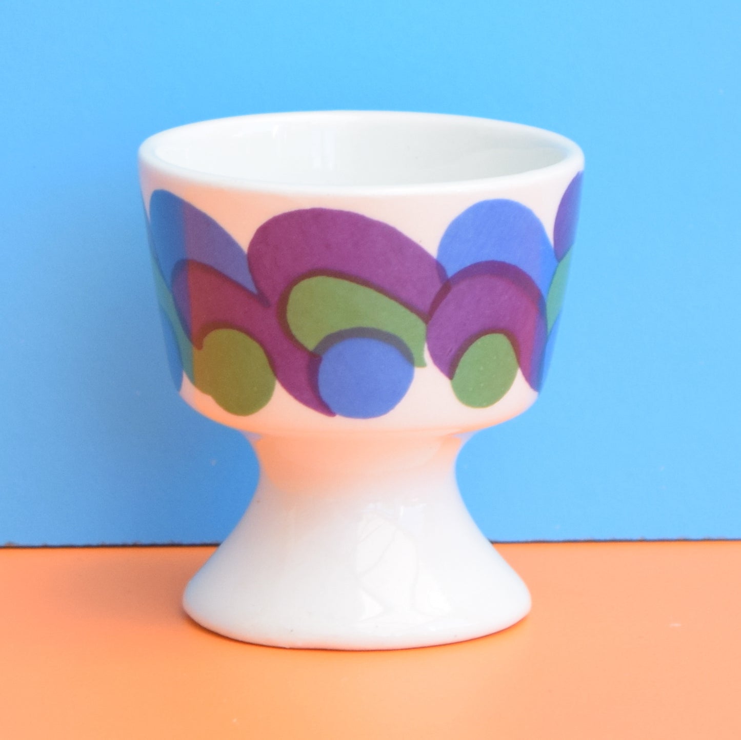 Vintage 1960s Ceramic Egg Cups - Finel Arabia, Flower / Swirl Patterns