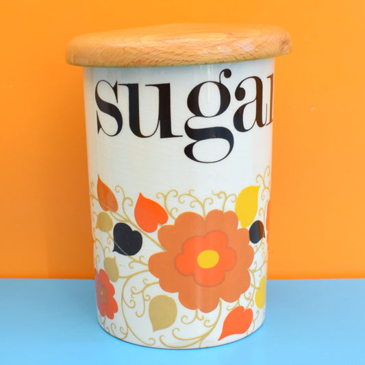 Vintage 1960s Crown Devon Ceramic Jars- Flower Power - Sugar