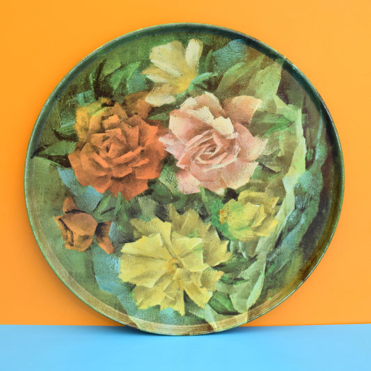 Vintage 1960s Large Worcester Ware Tin Tray - Roses by Vintage