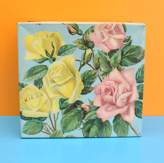 Vintage 1950s Metal Huntley & Palmers Tin - Rose by Vintage