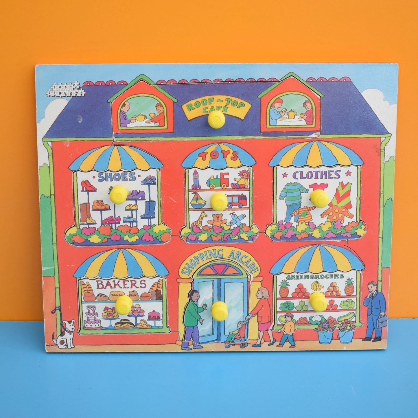 Vintage 1980s Wooden Shop Puzzle - Just Jigsaws by Pineapple Retro