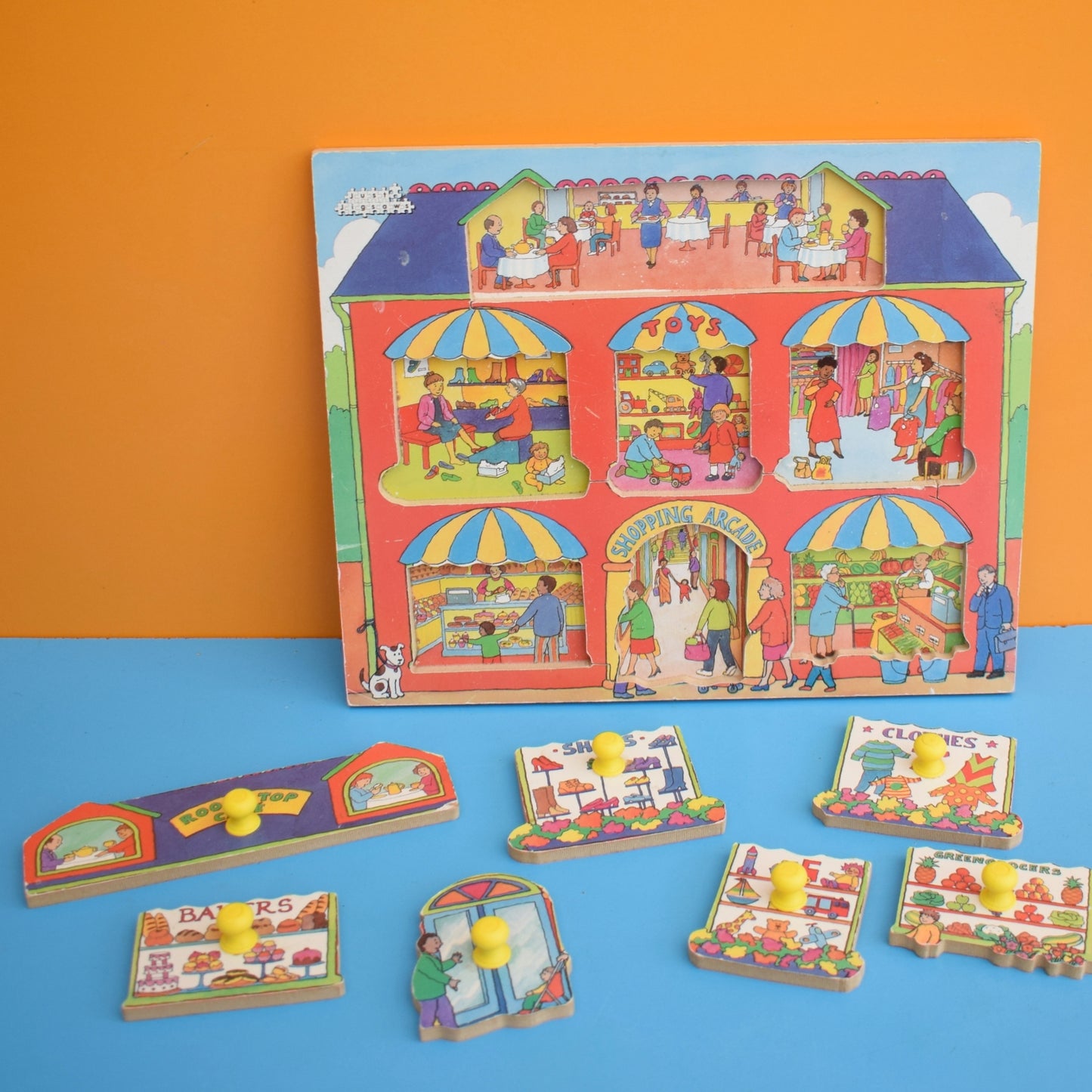 Vintage 1980s Wooden Shop Puzzle - Just Jigsaws by Pineapple Retro