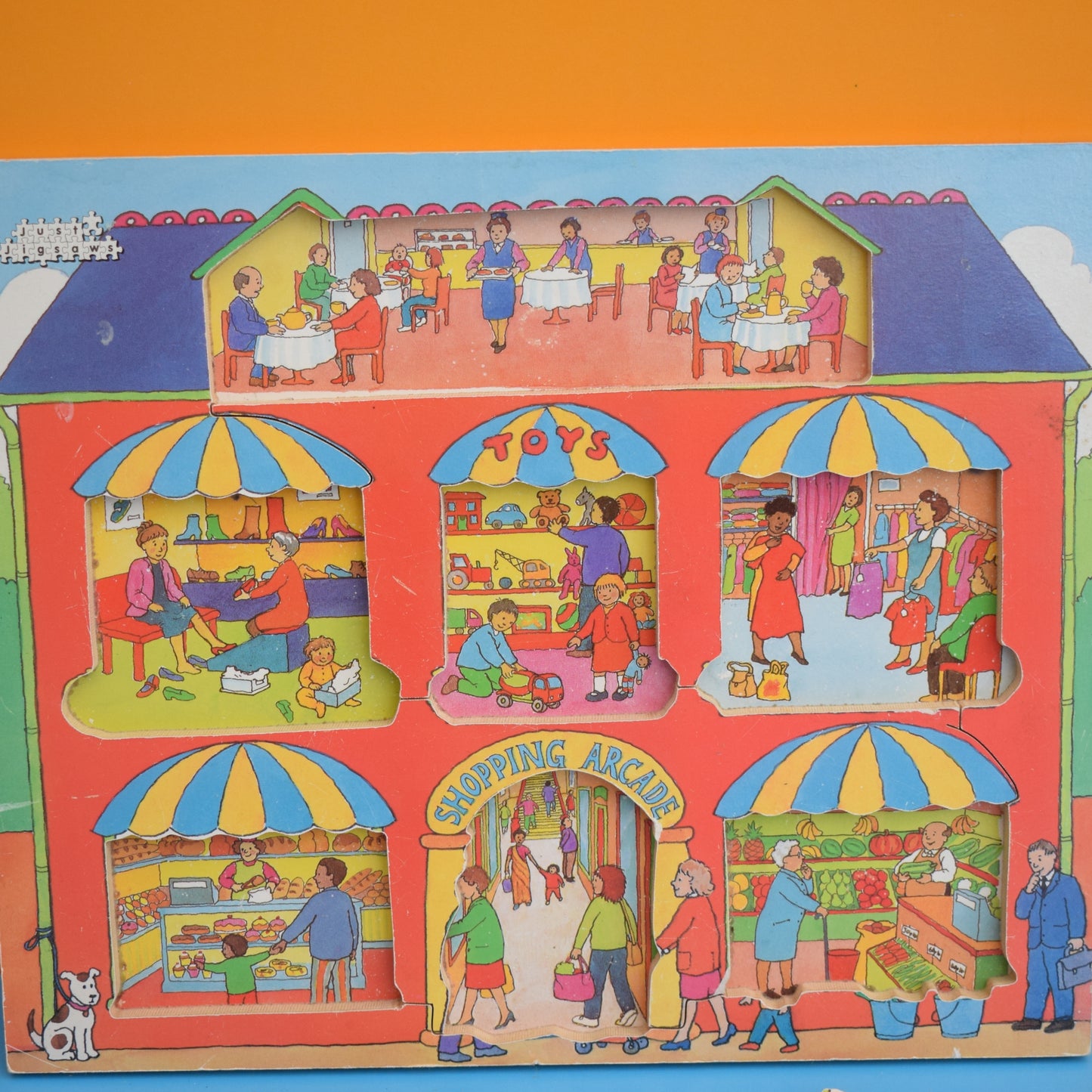Vintage 1980s Wooden Shop Puzzle - Just Jigsaws by Pineapple Retro