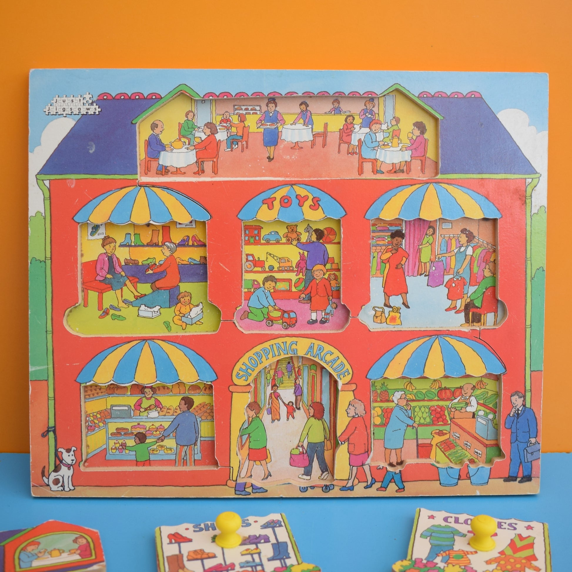 Vintage 1980s Wooden Shop Puzzle - Just Jigsaws by Pineapple Retro