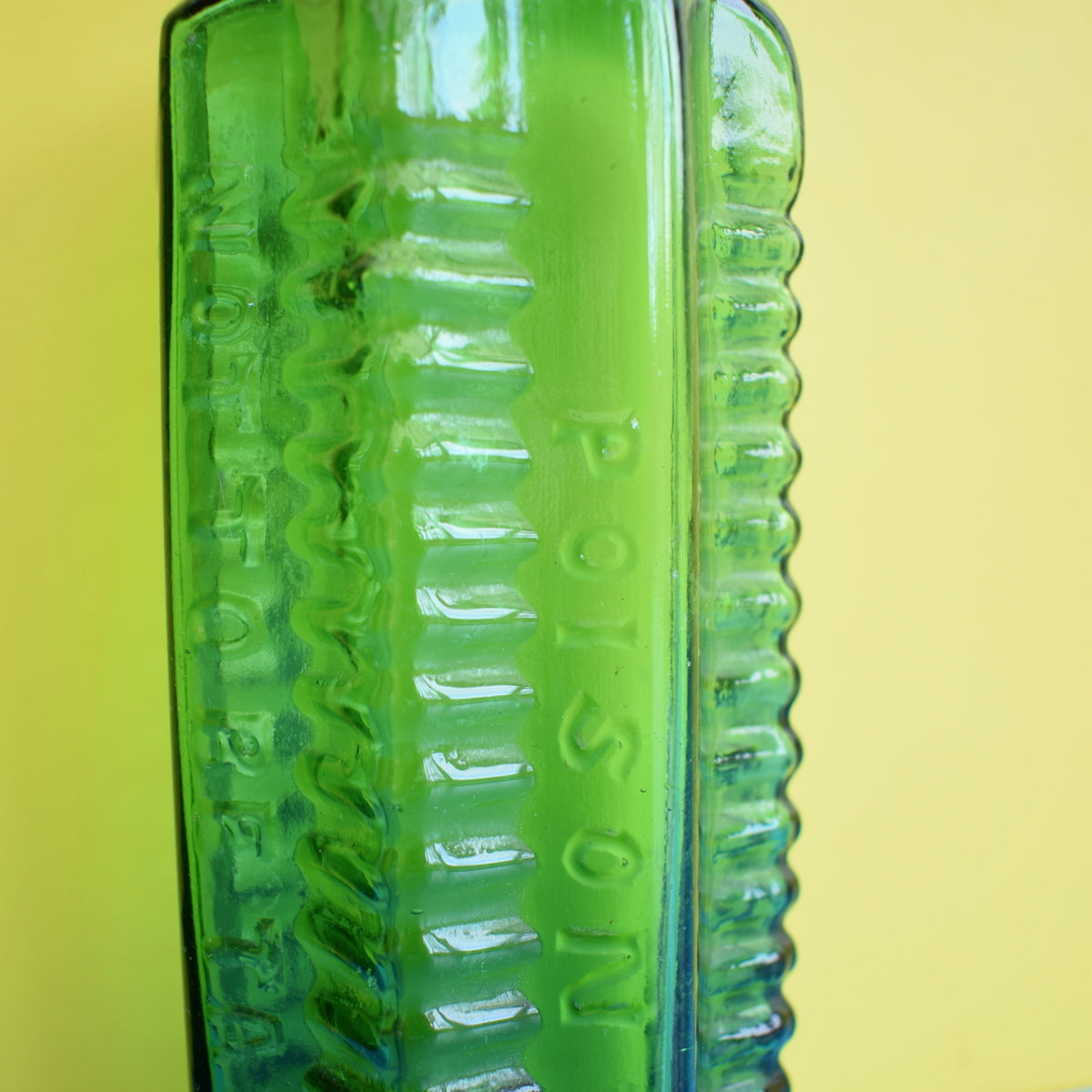 Vintage 1920s Glass Poison Bottles - Emerald Green - Great Bud Vases For Flowers