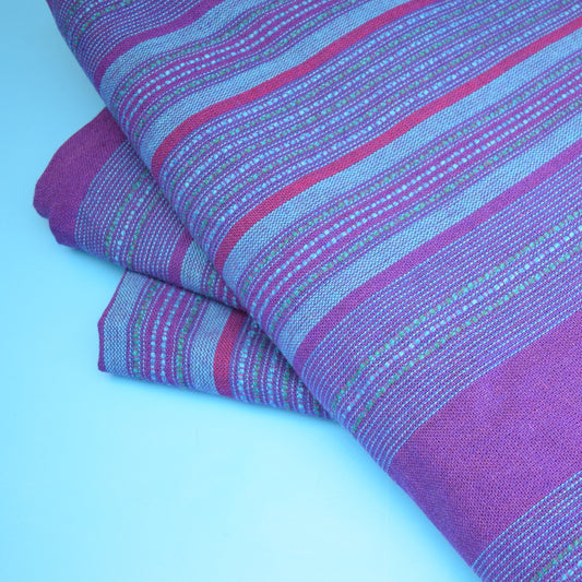 Vintage 1960s Large Woven Curtains- Purple / Blue by Vintage