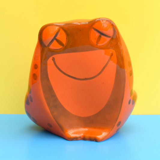 Vintage 1960s Italian Baldelli Money Box - Orange Frog by Pineapple Retro