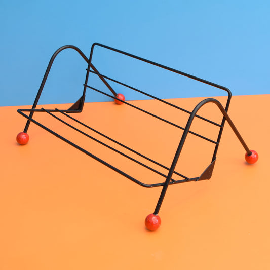 Vintage 1950s Atomic Book Rack - Red, Black