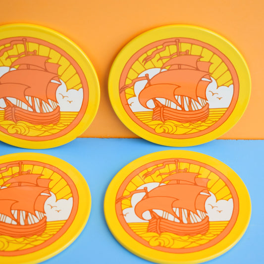 Vintage 1970s Metal Coasters Set - Jan Pienkowski by Pineapple Retro