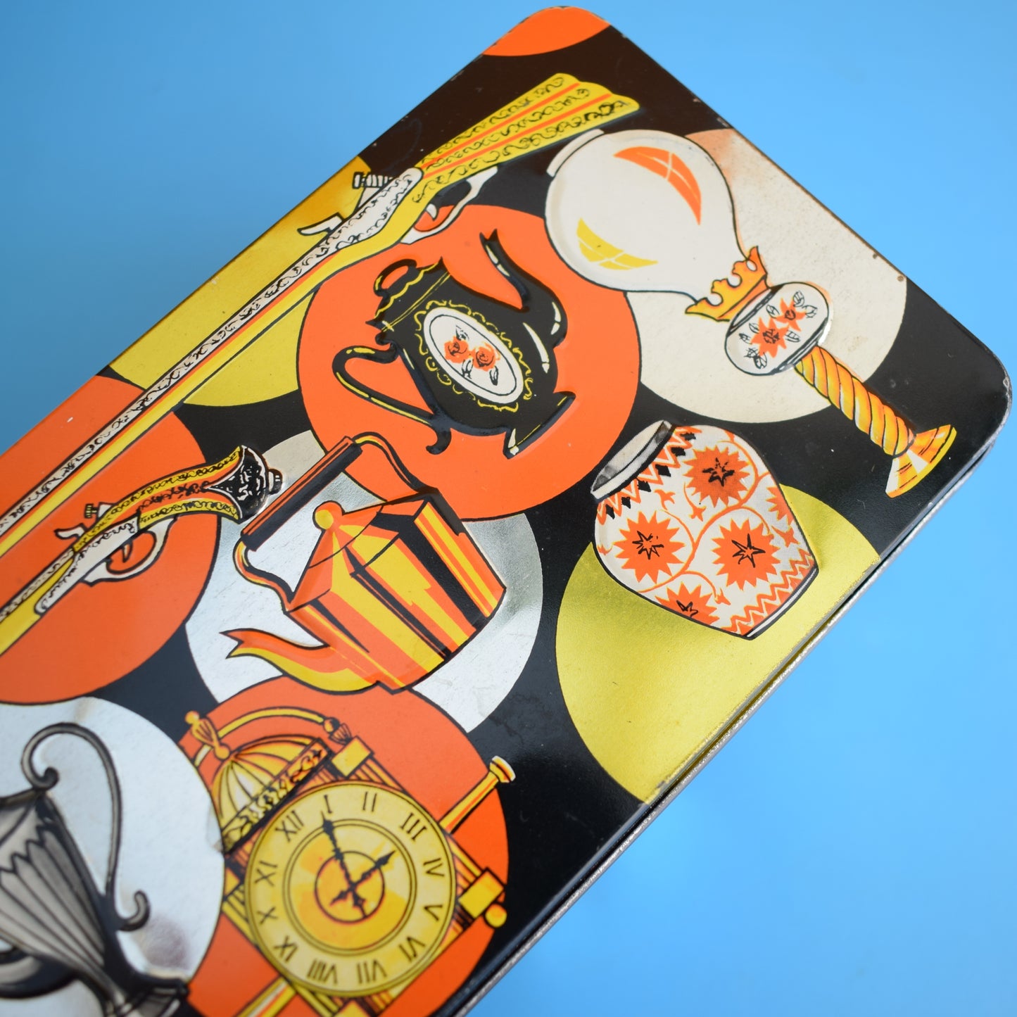 Vintage 1970s Rectangular Metal Tin - Antiques