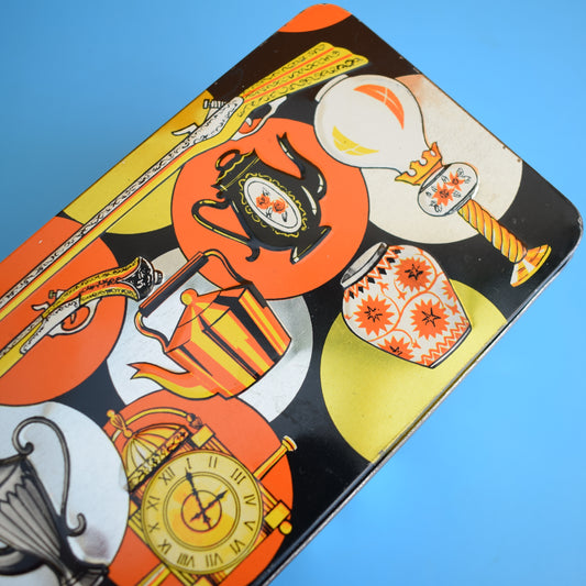 Vintage 1970s Rectangular Metal Tin - Antiques