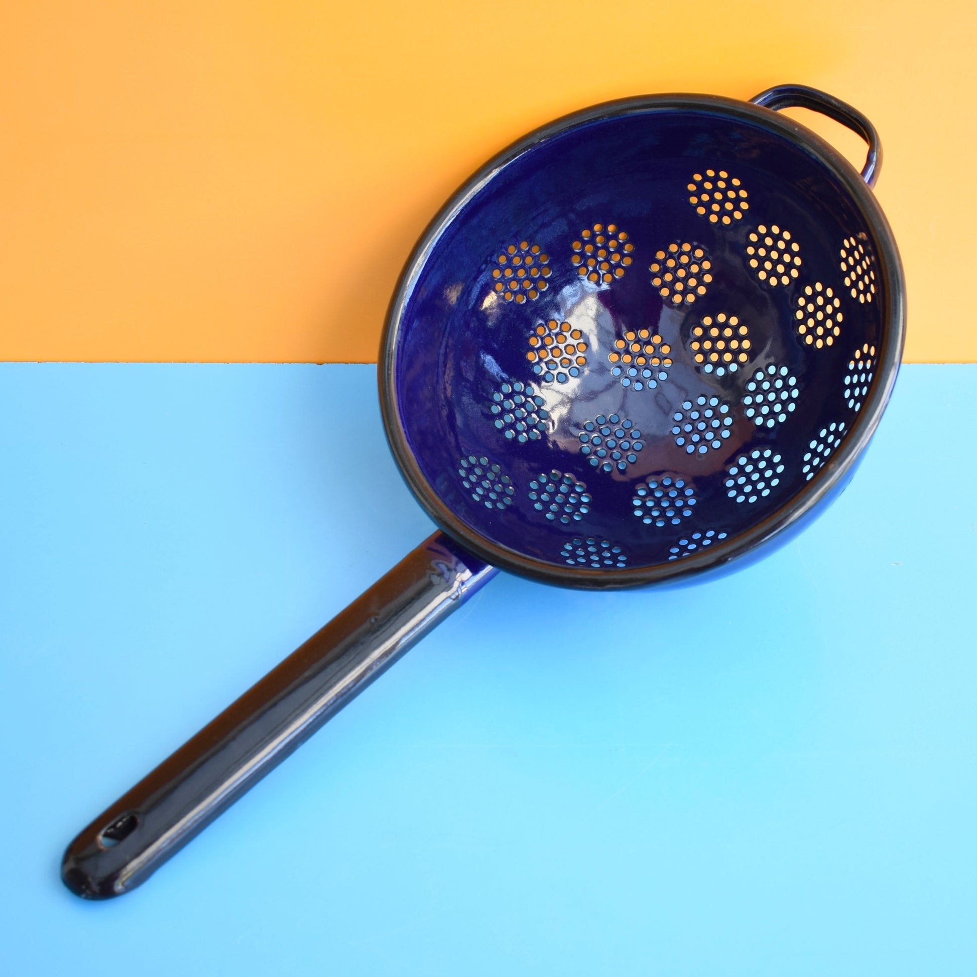 Vintage 1970s Enamel Colander - Habitat by Vintage