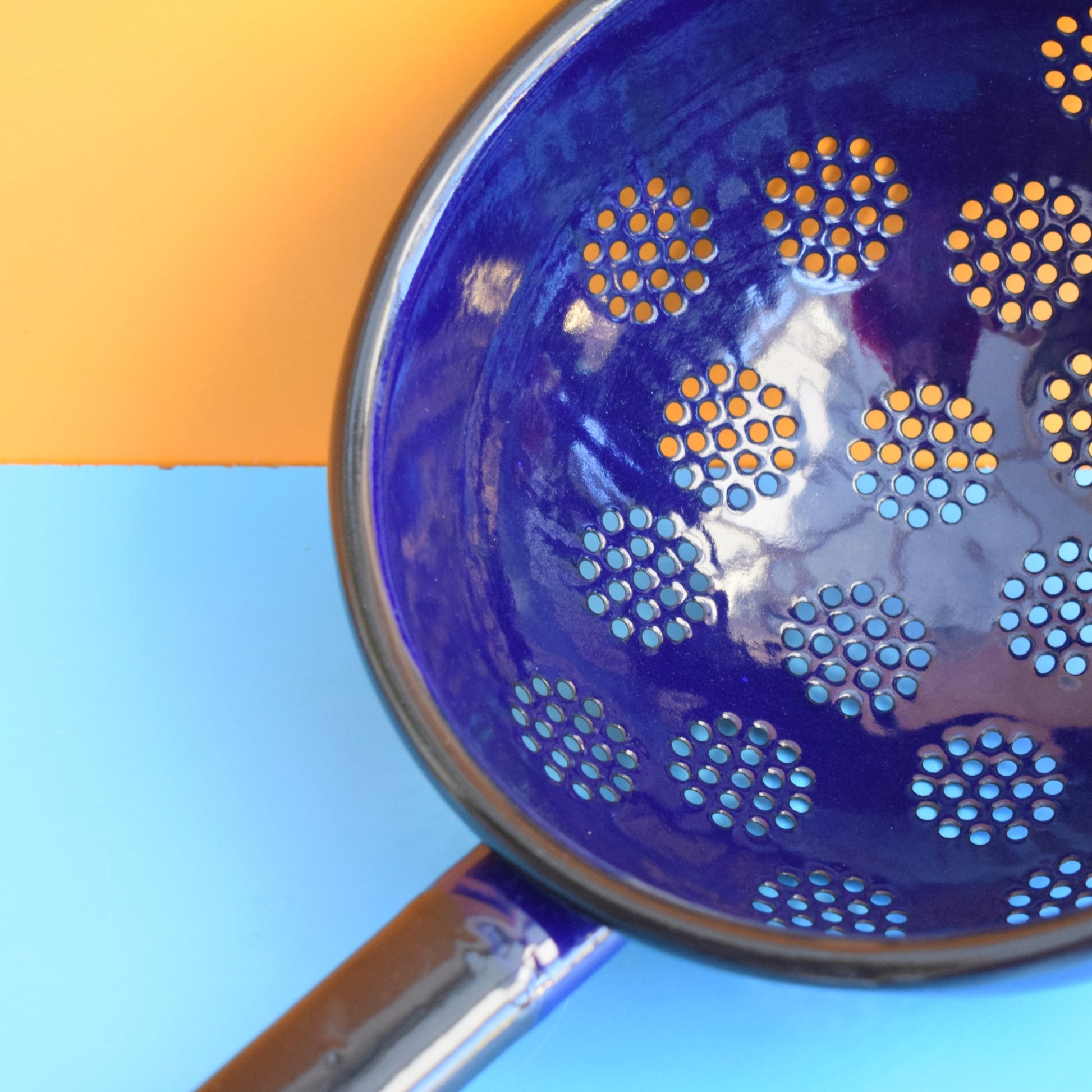 Vintage 1970s Enamel Colander - Habitat by Vintage