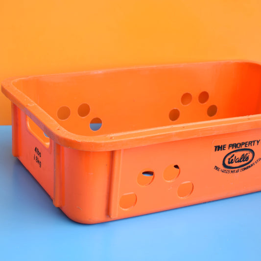 Vintage 1970s Large Plastic Crate - Walls - Orange by Pineapple Retro