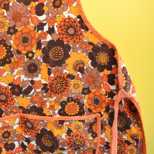 Vintage 1960s Flower Power M&S Apron - Orange . by Vintage