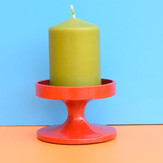 Vintage 1960s Robert Welch - Victor - Cast Metal Candle Holder - Red