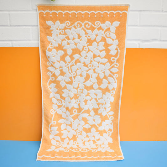 Vintage 1960s Cotton Towel - Flower Yellow