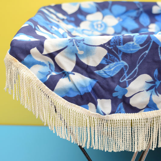 Vintage 1960s Large Pram Sun Canopy - Blue Flowers