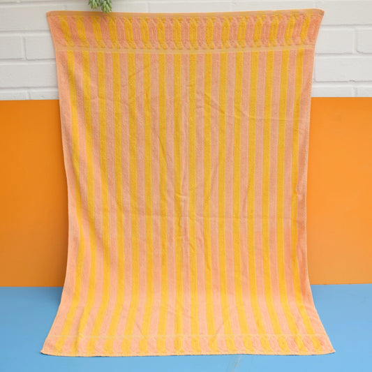 Vintage 1960s Cotton Towel - Striped Orange