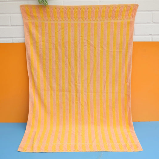 Vintage 1960s Cotton Towel - Striped Orange by Pineapple Retro