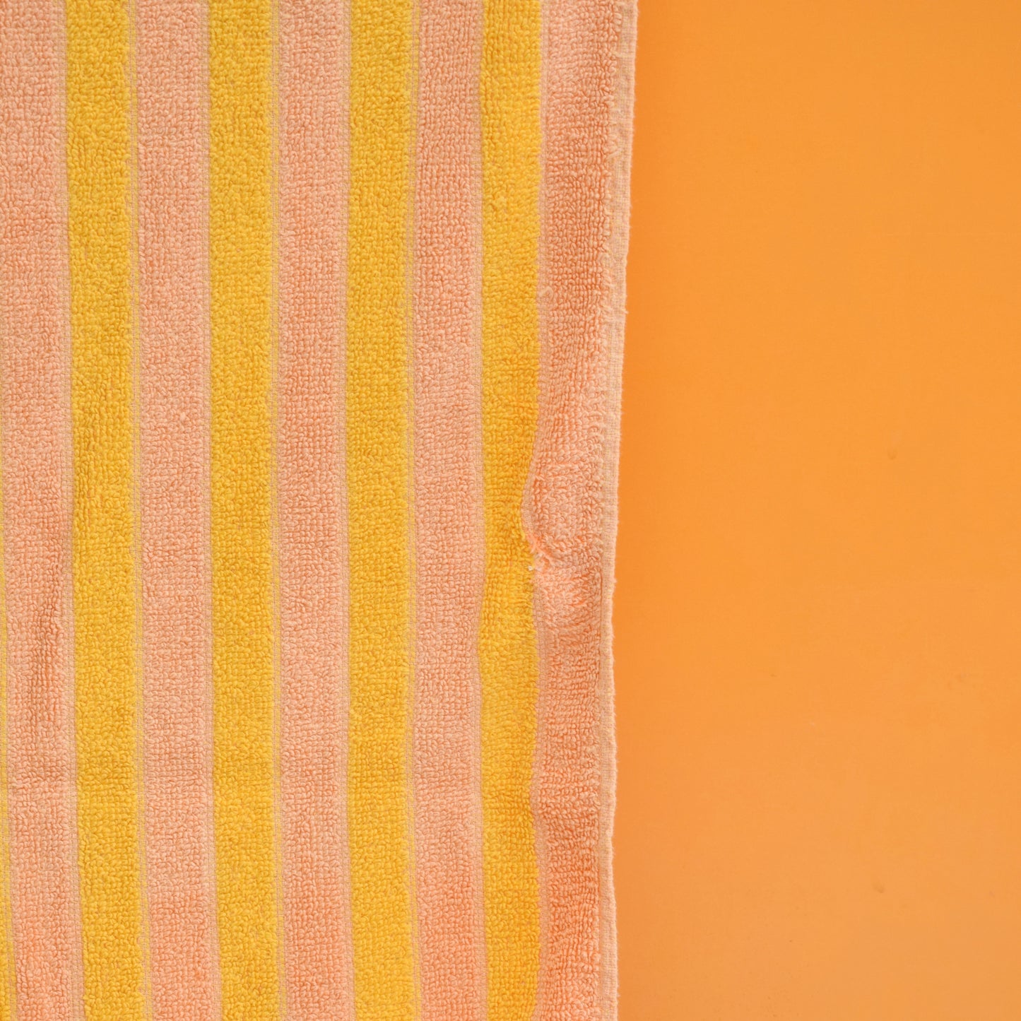 Vintage 1960s Cotton Towel - Striped Orange