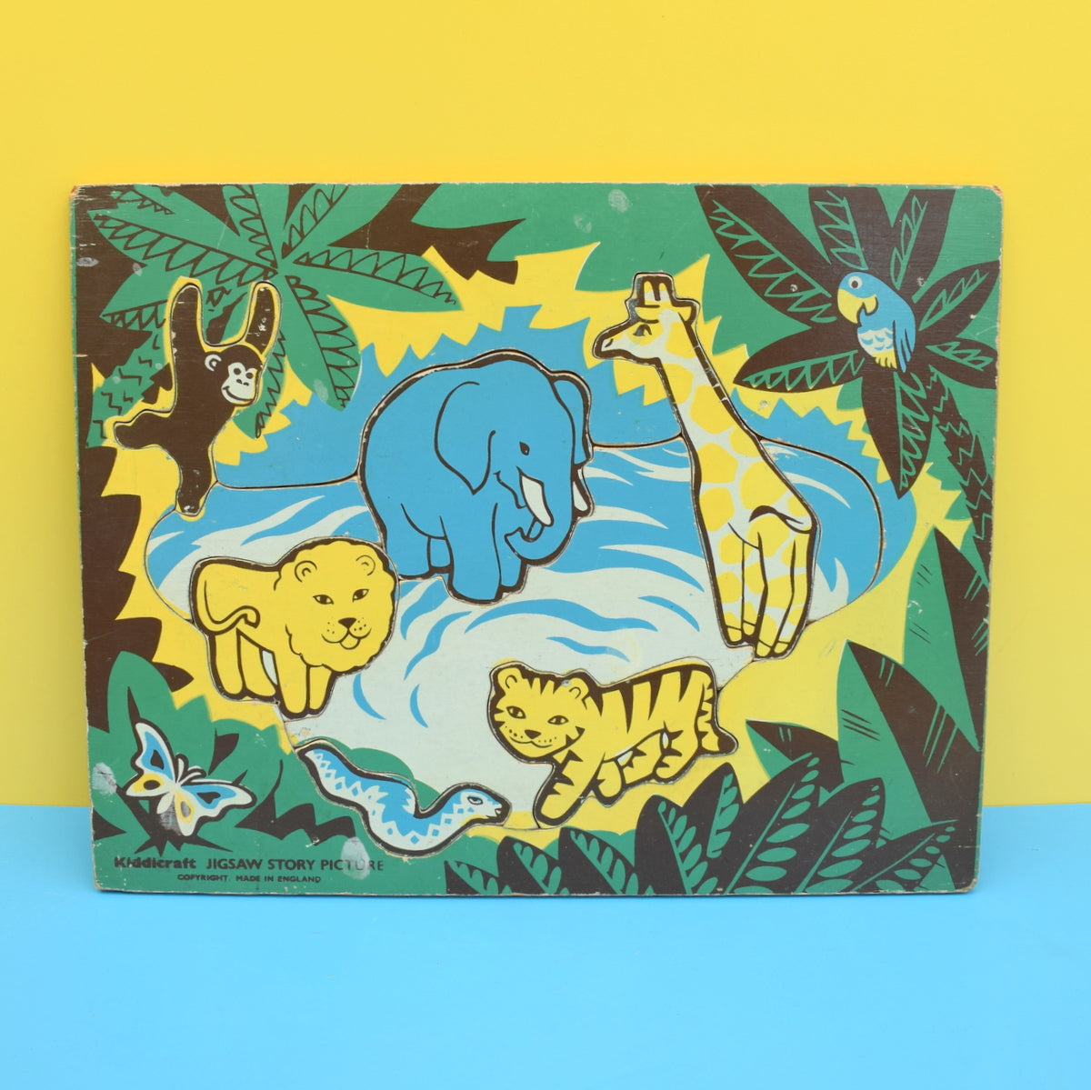 Vintage 1970s Wooden Jigsaw Puzzle - by Kiddicraft - Jungle