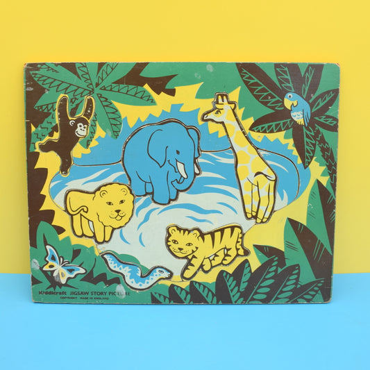 Vintage 1970s Wooden Jigsaw Puzzle - by Kiddicraft - Jungle by Pineapple Retro