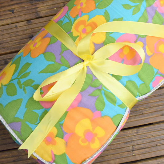 Vintage 1960s Garden Cushion / Mattress - Vibrant Flower Power