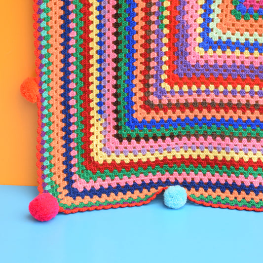 Vintage 1970s Crochet Blanket - Pom Poms by Vintage