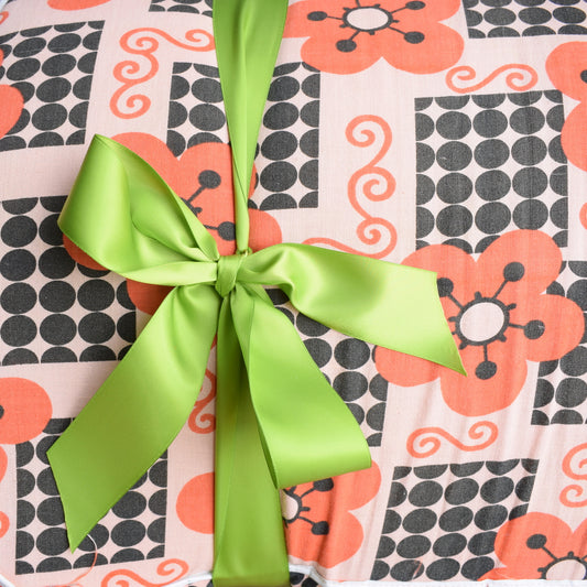 Vintage 1960s Garden Cushion / Mattress - Peach Flower Power