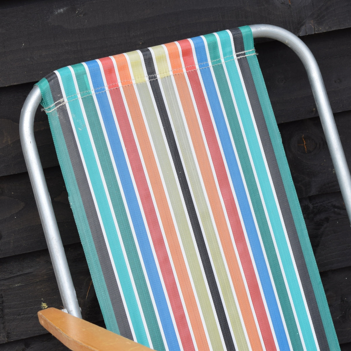 Vintage 1960s Folding Garden Chair - Striped - Rainbow