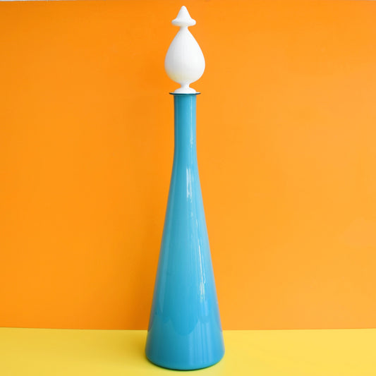 Vintage 1960s Italian Glass Genie Bottle - Cased Blue by Pineapple Retro