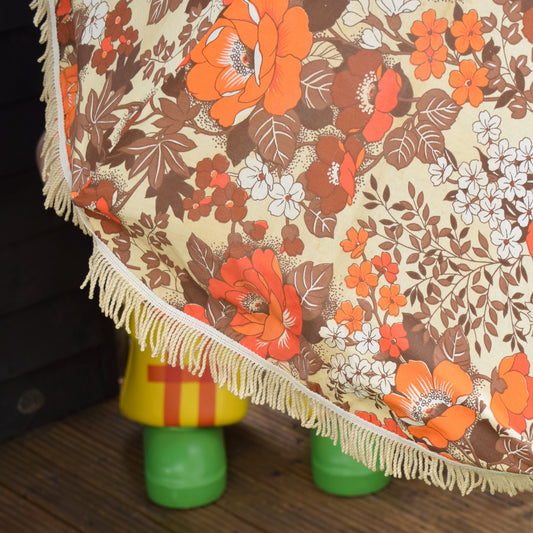 Vintage 1970s Garden Parasol - Orange Flower Power by Vintage